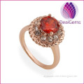 Fashion women's zircon copper red color crystal rings